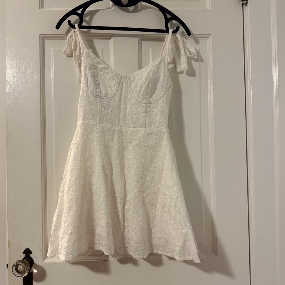 Hello Molly White Eyelet Strapless Dress